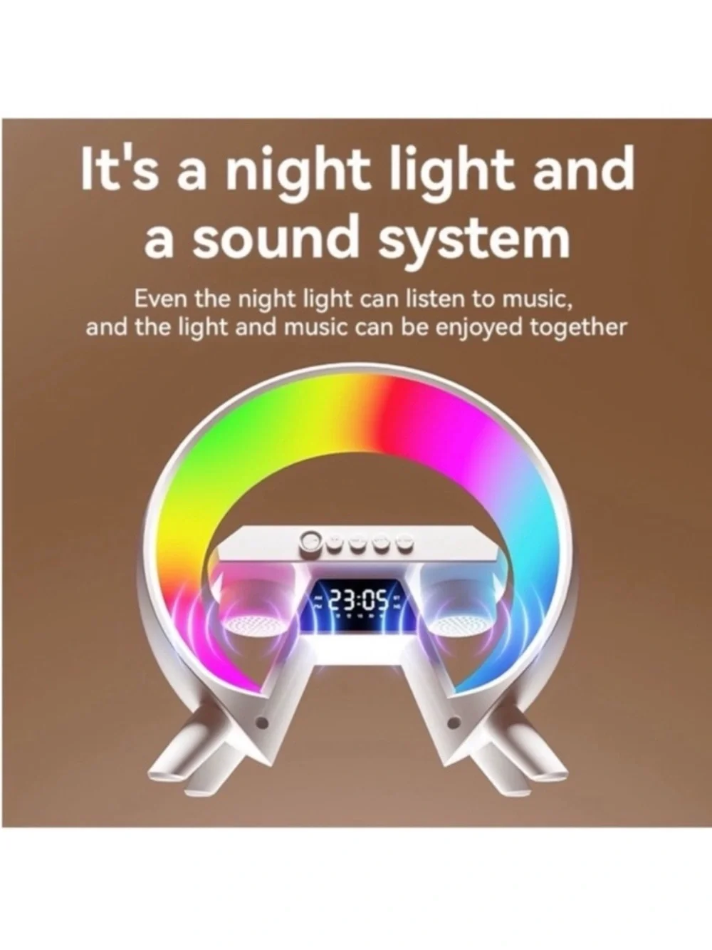 🆕- Led Wireless Charging Speaker/Lamp, Alarm Clock, Sound Machine, Light Modes